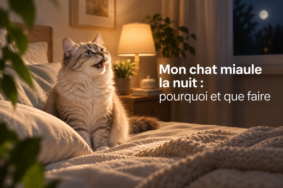 Mon chat miaule la nuit : pourquoi et que faire