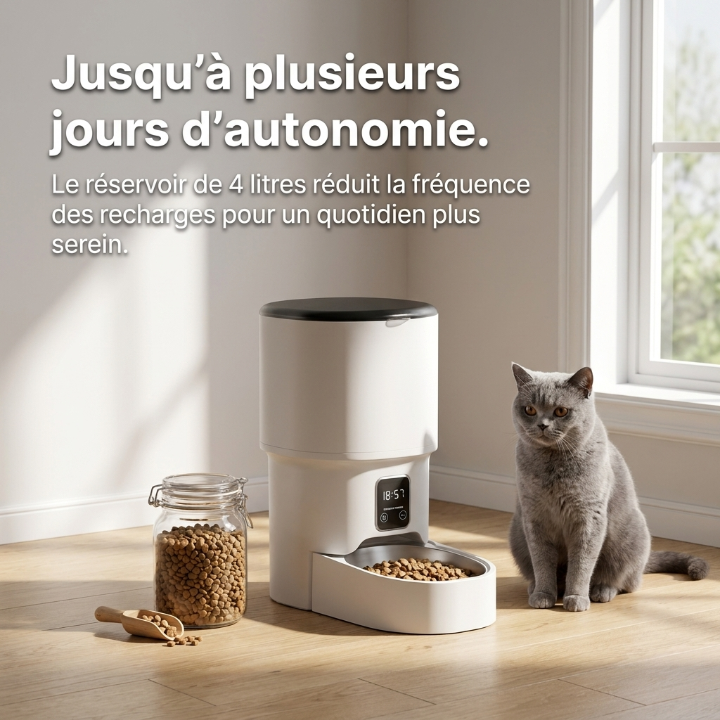 Distributeur Automatique de Croquettes pour Chat 4L