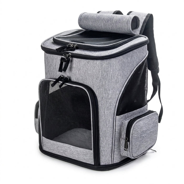 Sac à dos extensible MiaouLab, extension dépliée, vu de trois quarts