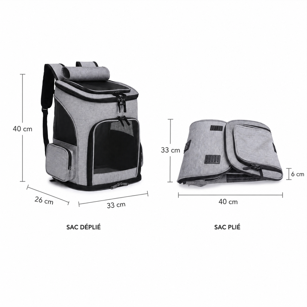 Sac à Dos Extensible pour Chat — Ventilé, Sécurisé, Grande Capacité