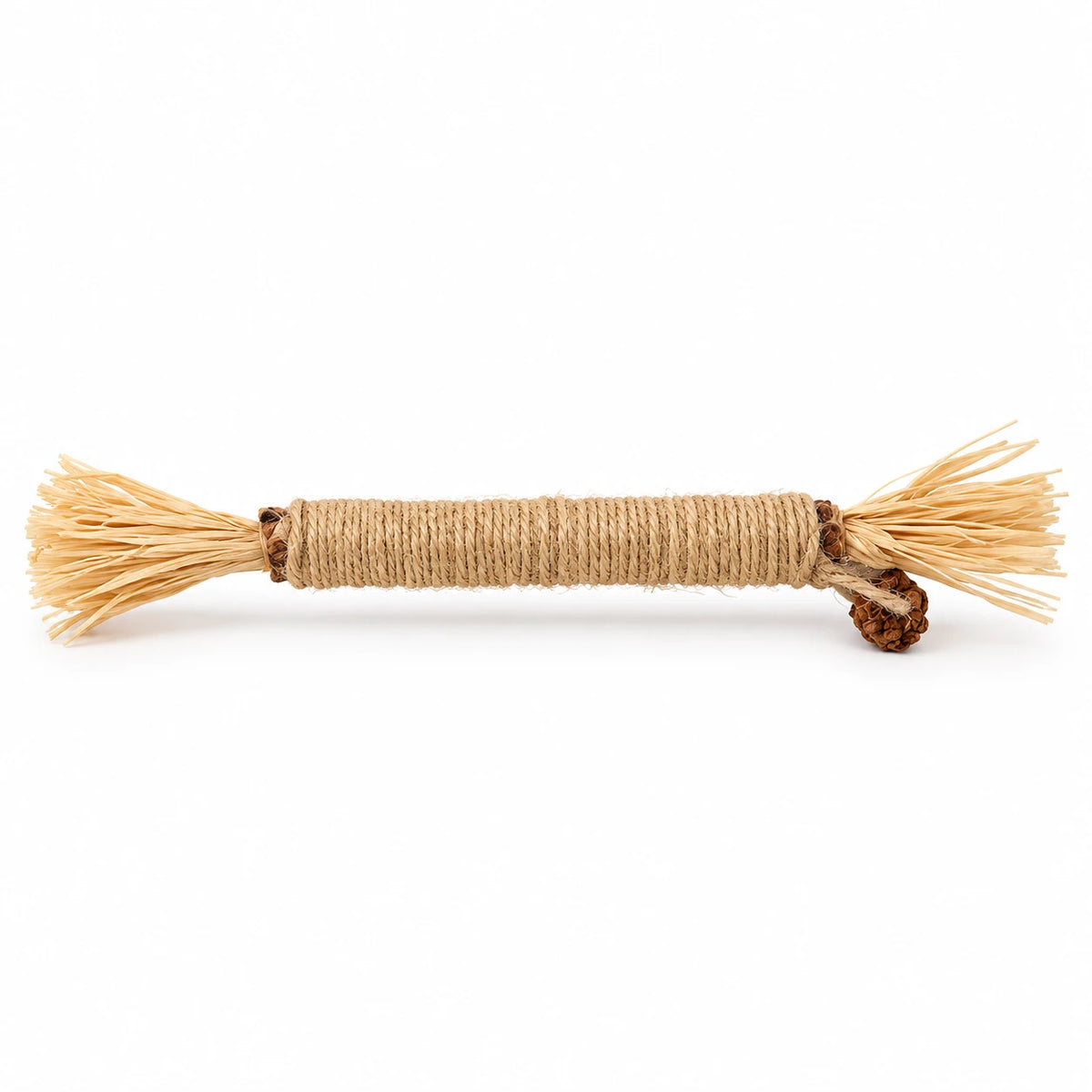 Bâton à mâcher pour chat de 21 cm en corde de sisal, raphia aux deux extrémités et fruit de galle