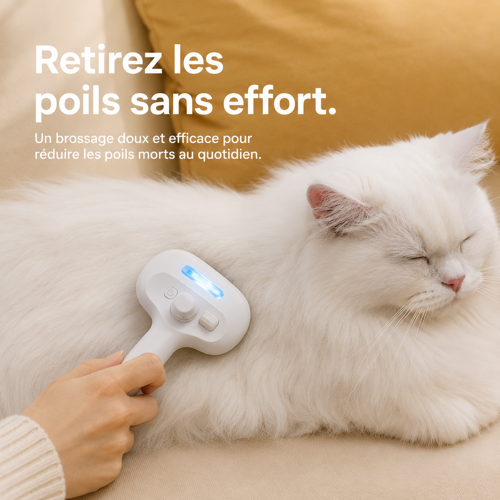 Brosse Vapeur pour Chat — Démêlage & Auto-Nettoyante
