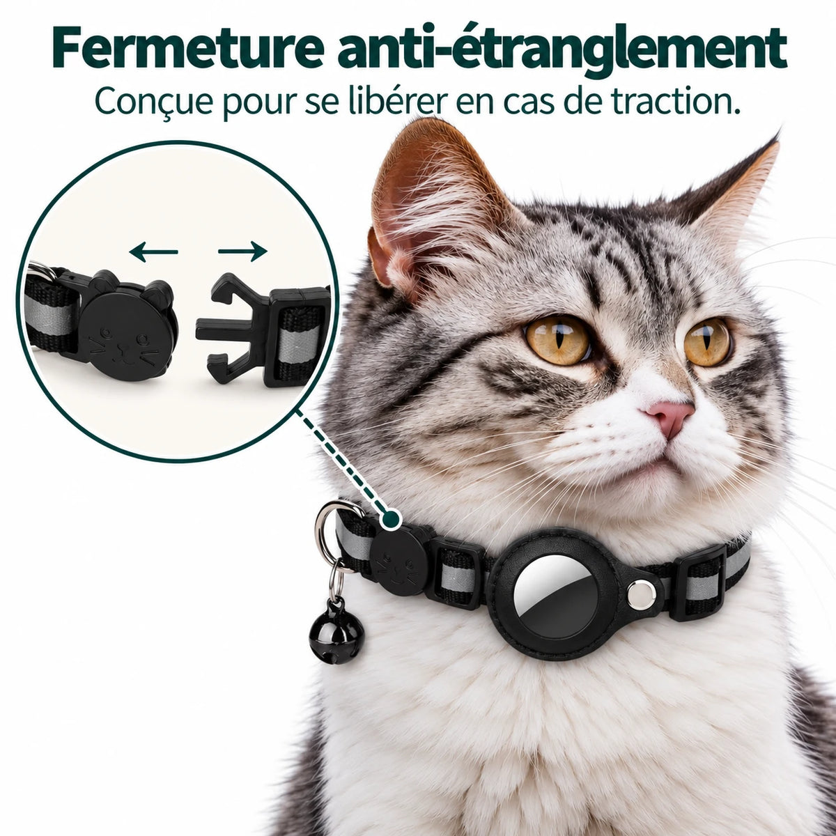 La boucle tête de chat se sépare en deux parties sous la traction