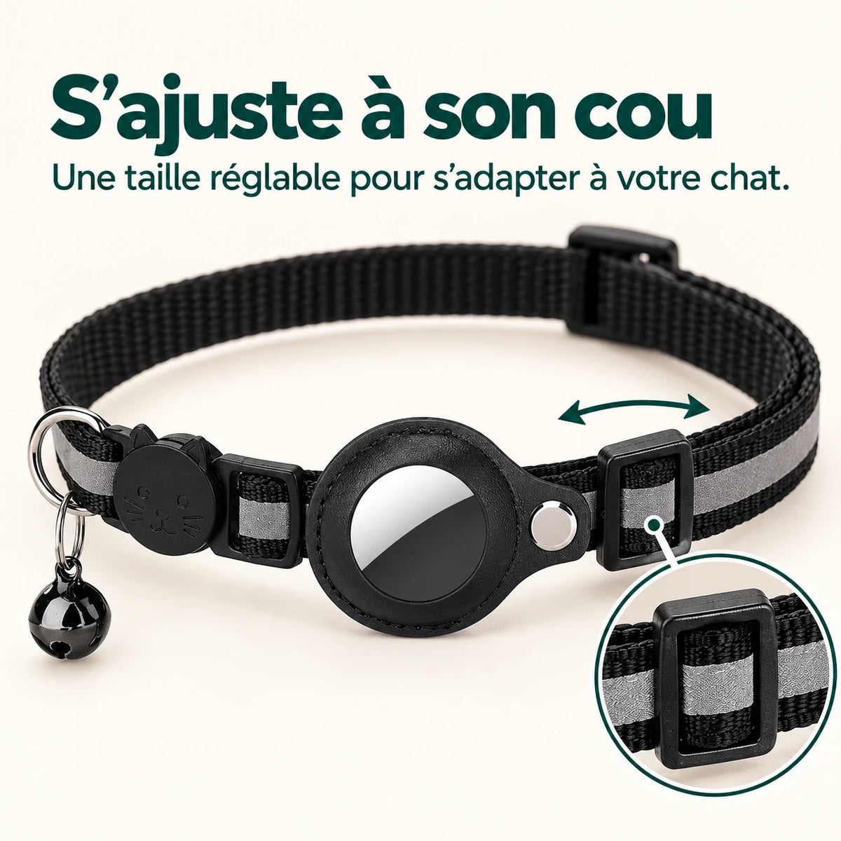 La boucle coulissante permet d’ajuster la longueur de la sangle
