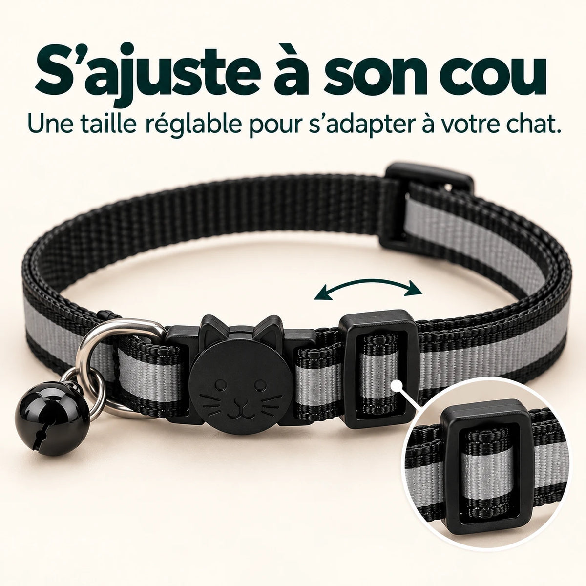 La boucle coulissante permet d’ajuster la longueur de la sangle