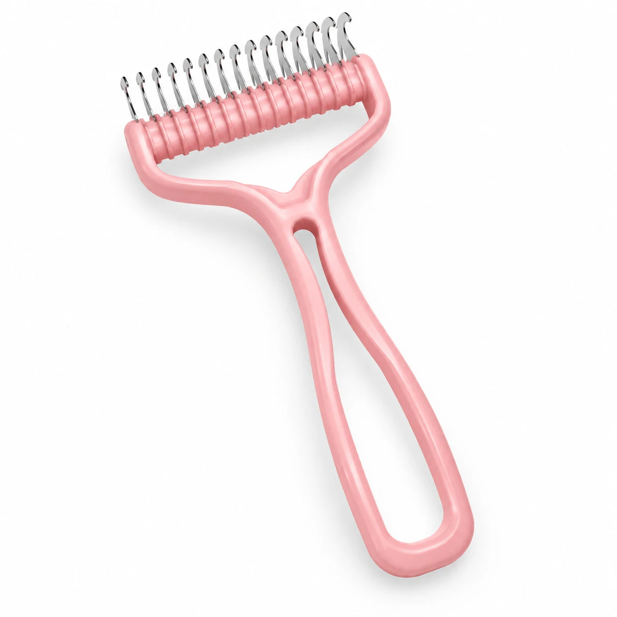 Peigne démêloir pour chat rose pastel, manche en boucle fermée