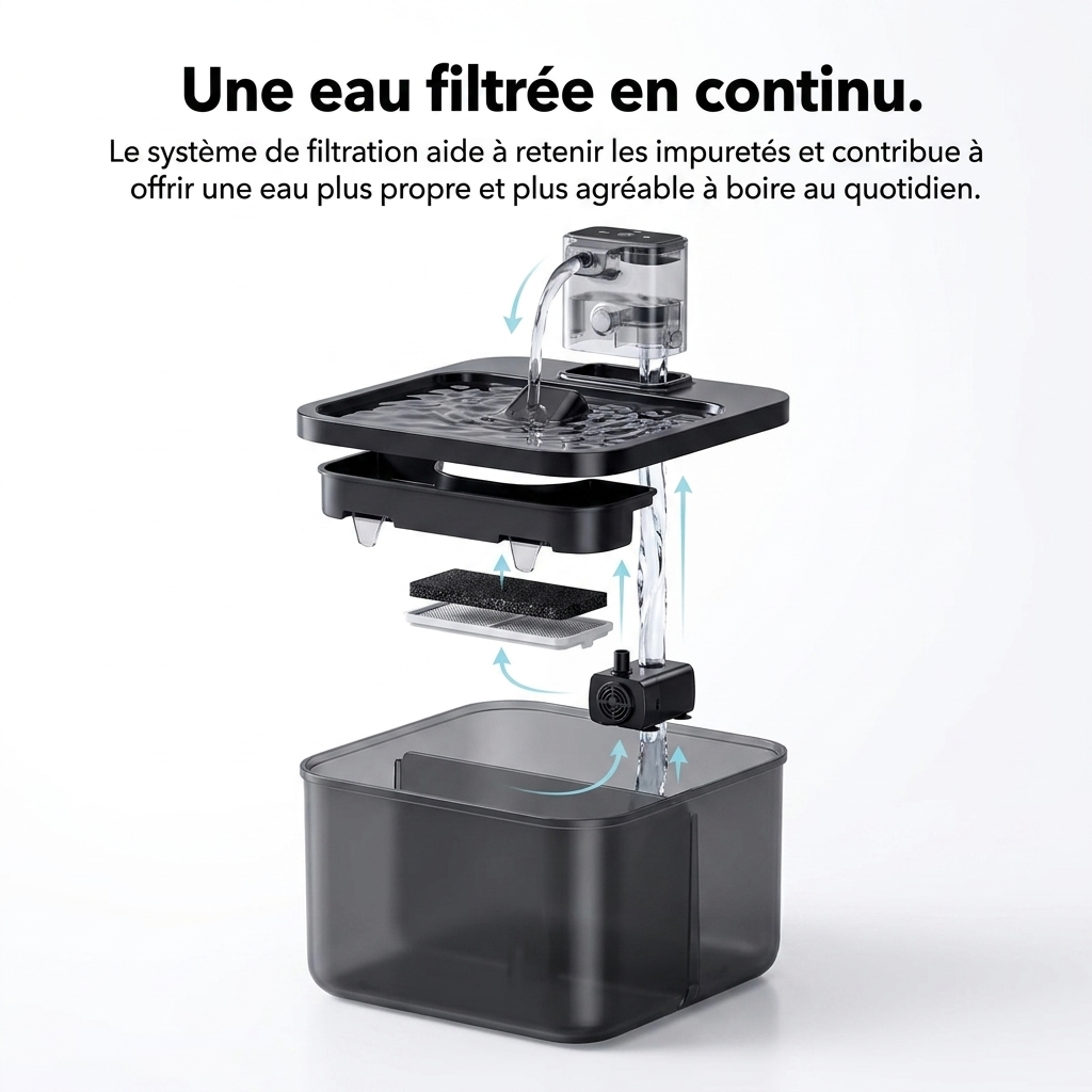 Fontaine à Eau Premium pour Chat — Inox, Grande Capacité, Sans fil