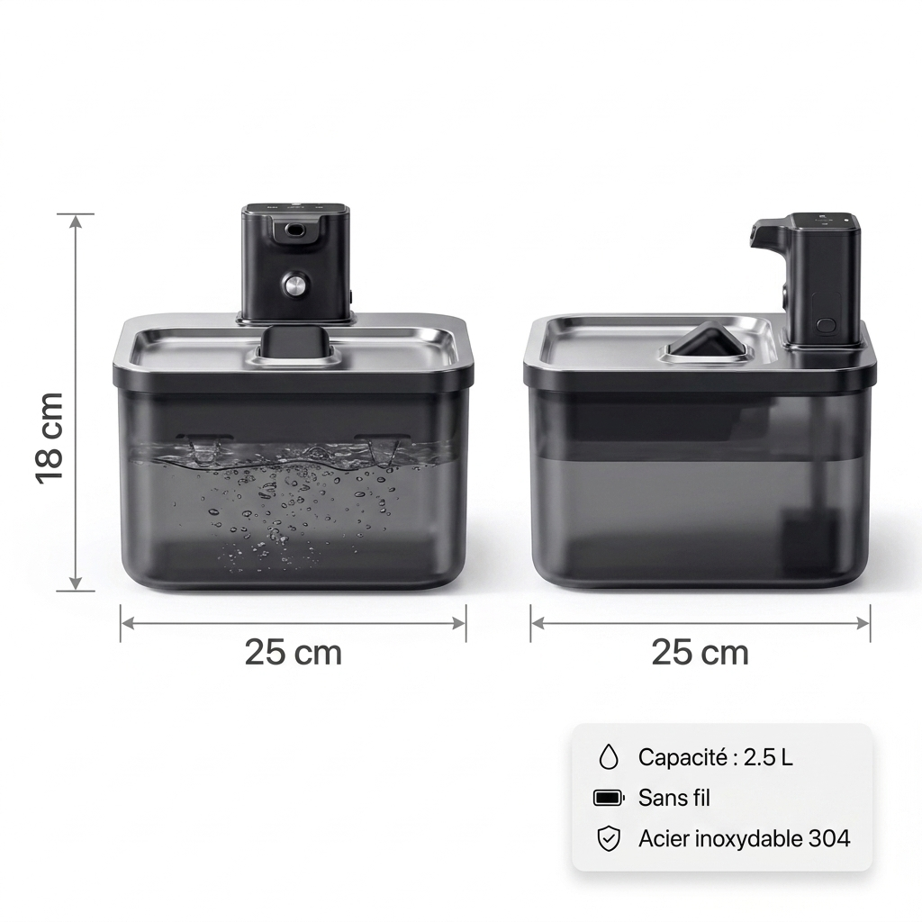 Fontaine à Eau Premium pour Chat — Inox, Grande Capacité, Sans fil