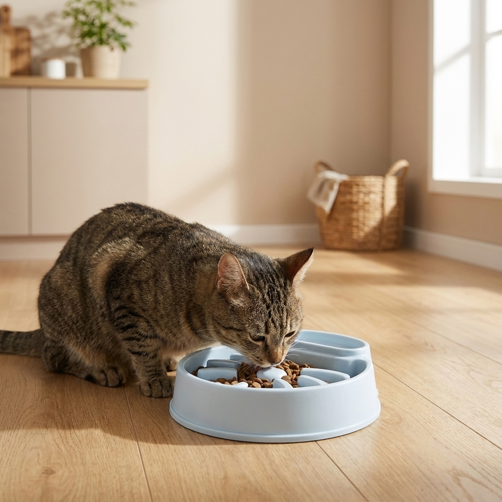 Gamelle Anti-Glouton pour Chat — Repas Ralentis, Sans BPA