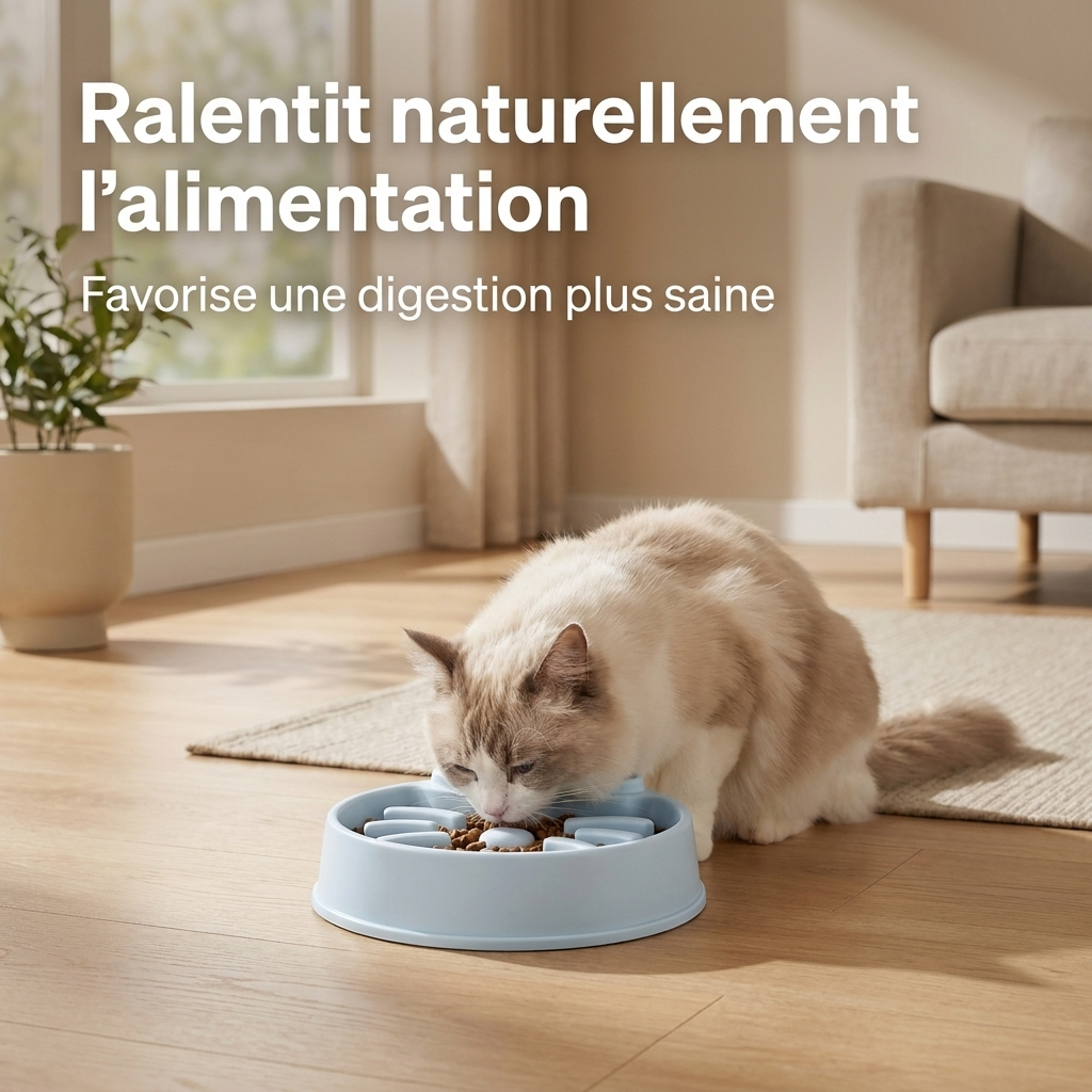 Gamelle Anti-Glouton pour Chat — Repas Ralentis, Sans BPA