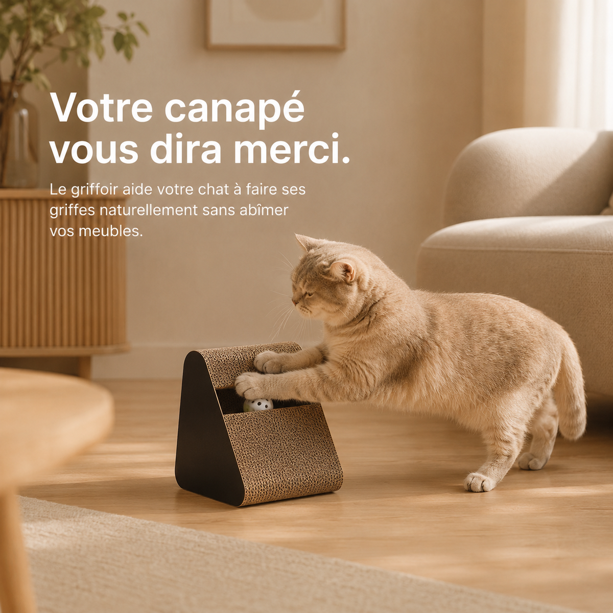 Griffoir Triangle pour Chat — Carton Naturel