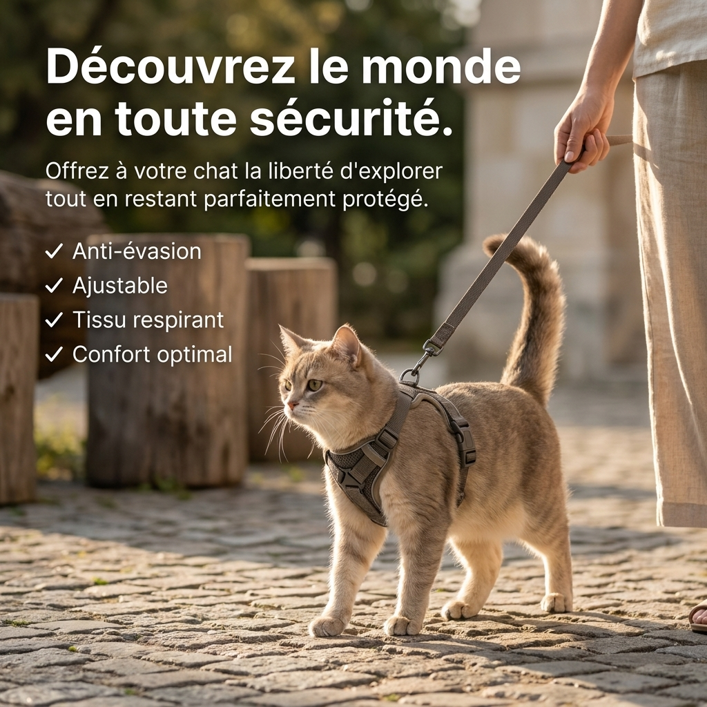 Harnais Anti-Fugue pour Chat avec Laisse Incluse