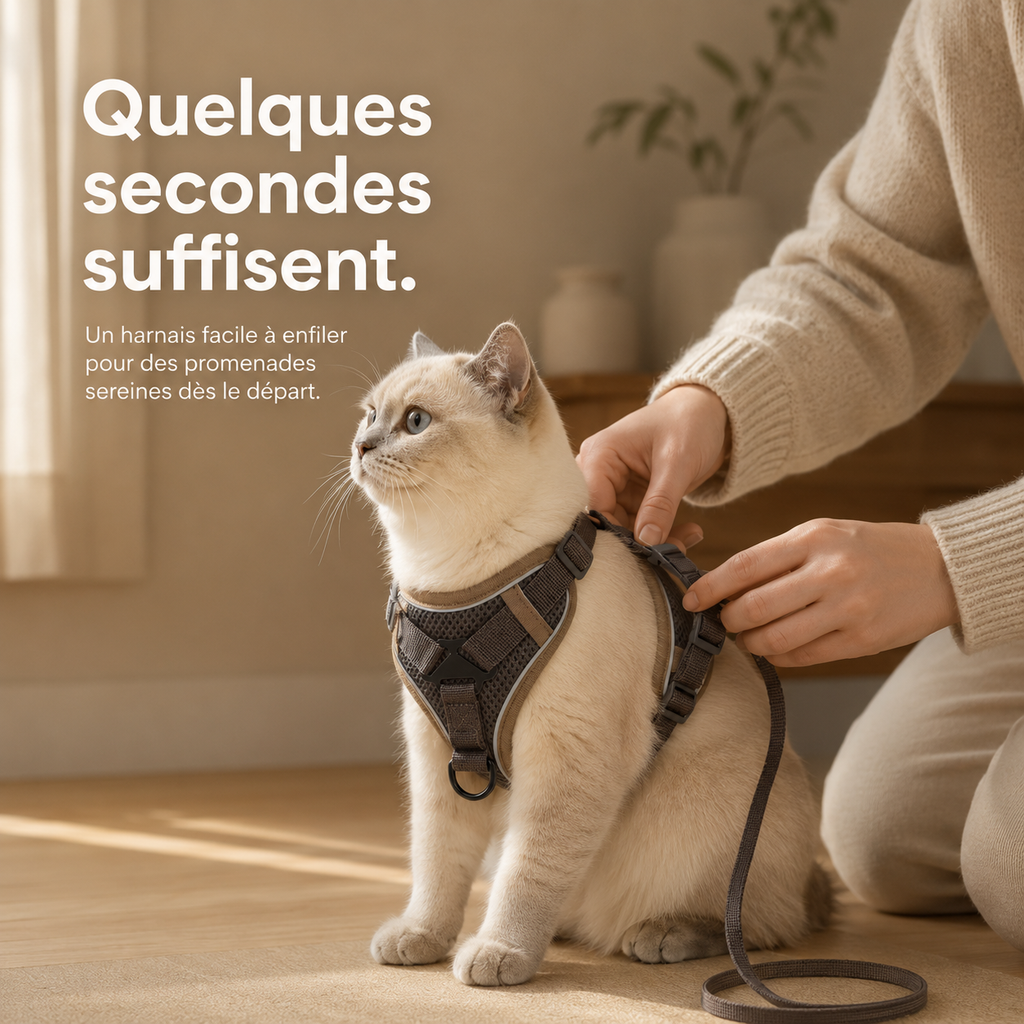 Harnais Anti-Fugue pour Chat avec Laisse Incluse