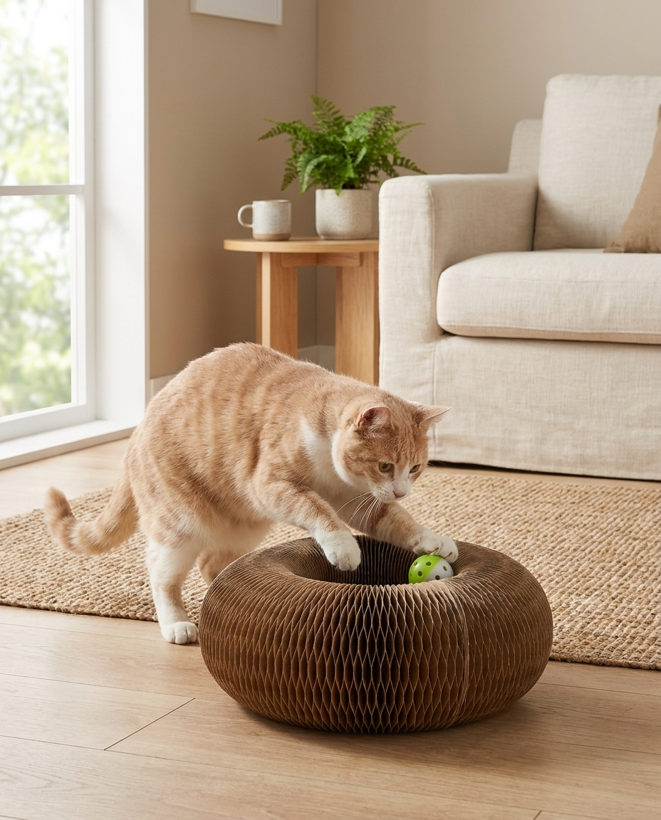 Griffoir pour chat : Griffoirs en carton naturel, donut et triangle