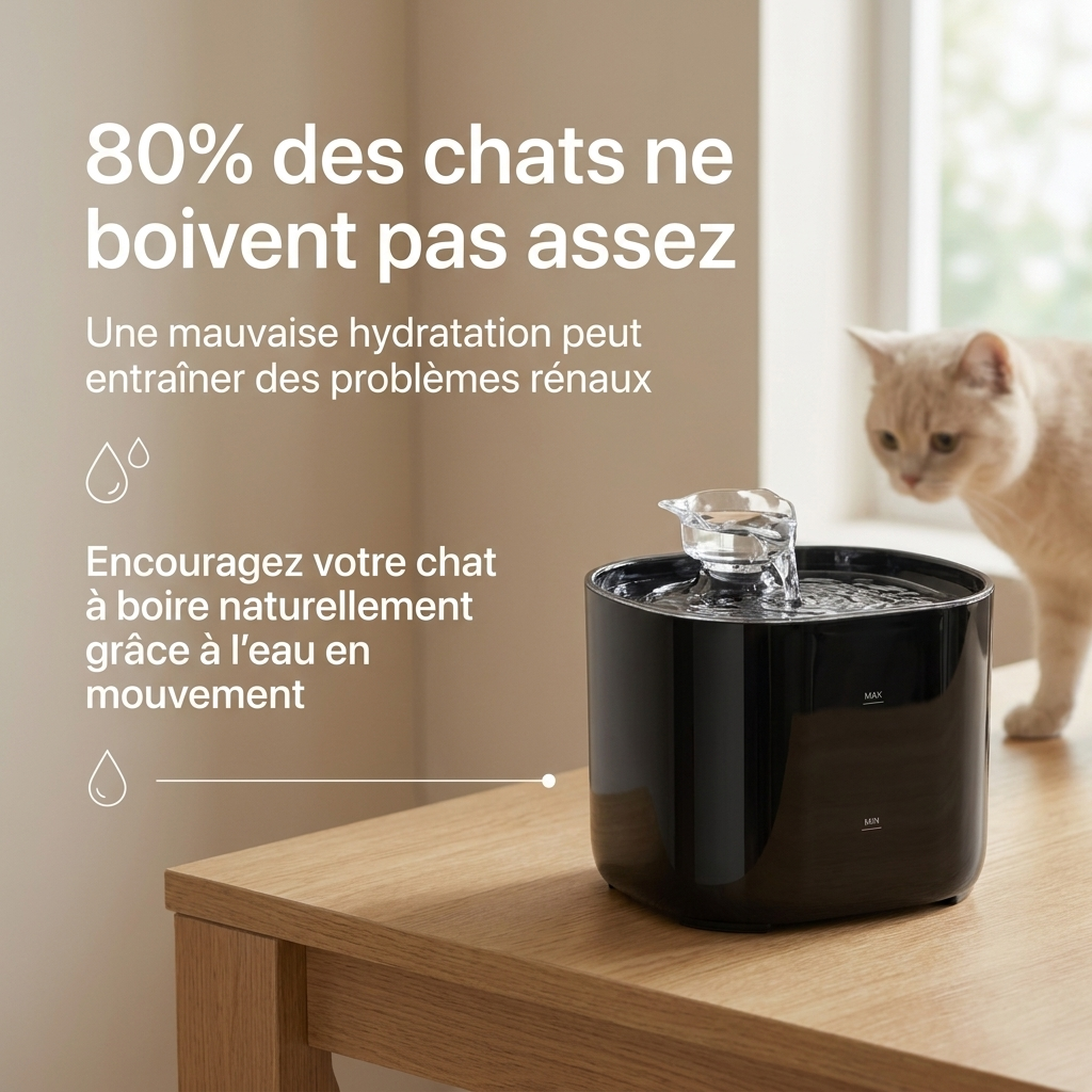 Fontaine à Eau pour Chat 2L, Silencieuse et Filtrée