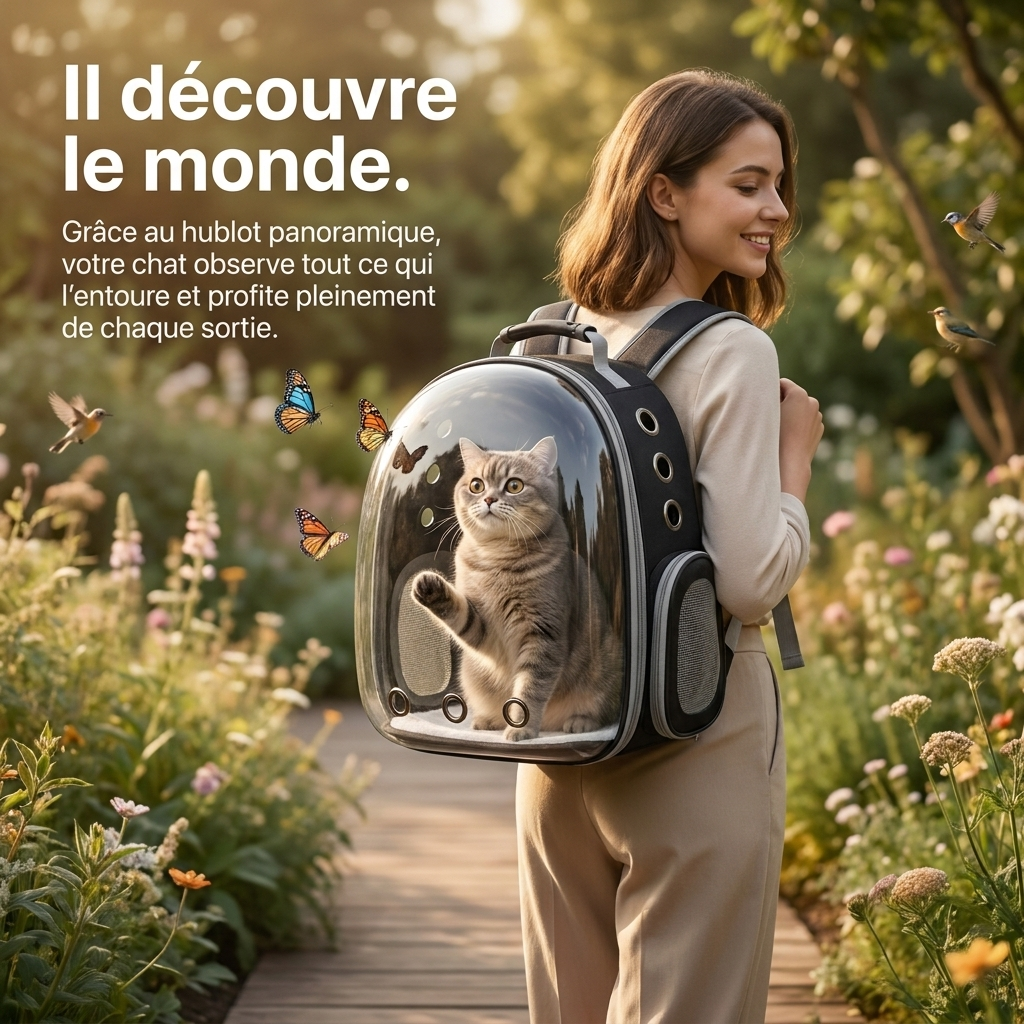 Sac à Dos Bulle pour Chat — Hublot Panoramique, Ventilé & Sécurisé